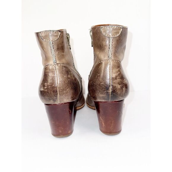 Kork Ease Michelle Ankle Boot Taupe Brown Gray Leather Chunky Heel Zip Wedge 8.5 - Picture 7 of 14